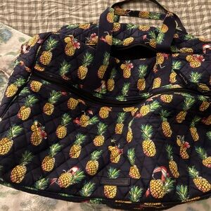 Vera Bradley Pineapple Print Travel Bag - Navy and Yellow